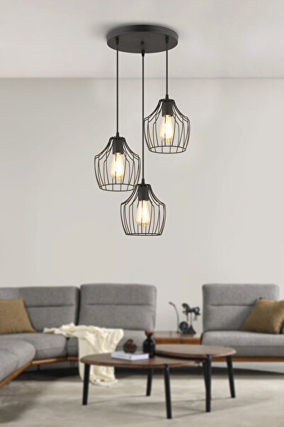 NisaLuce Nisa Luce Burgaz Modern tekli Metal avize siyah
