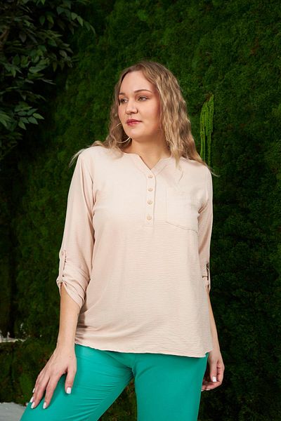 RMG Mink Plus Size High Collar Blouse