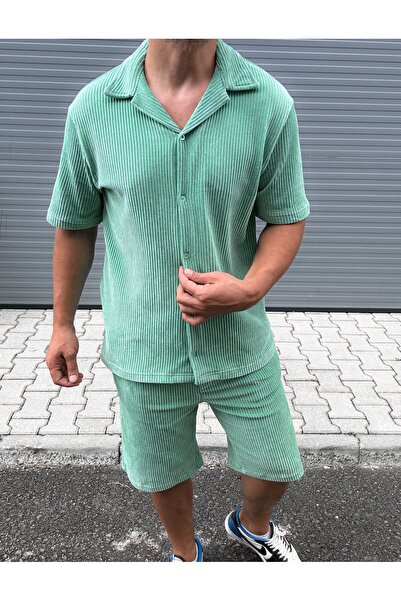 King Brothers Oversize Velvet Set - Buttoned Shirt and Shorts