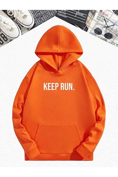 BENROMA Πορτοκαλί Keep Run Oversize φούτερ με κουκούλα