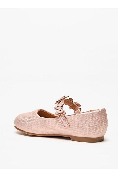 Juniors Butterfly Accent Ballerina Shoes with Hook and Loop Closure