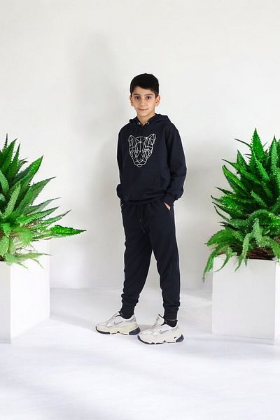 han elegant HoodEd Kangaroo PrintEd ChildrEn's Tracksuit SEt - PockEtEd