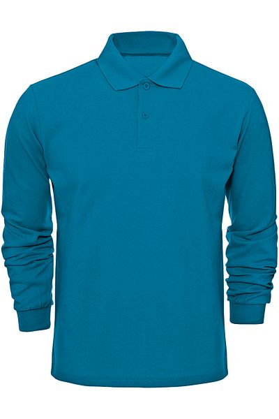 Çapıt 100% Cotton Polo Neck Long Sleeve Dark Turquoise School/Casual T-Shirt