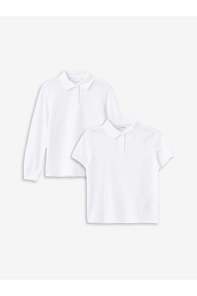 LC Waikiki LCW Kids Buxe - Σετ μπλουζάκι με λαιμόκοψη για κορίτσια με λαιμόκοψη 2 τεμαχίων