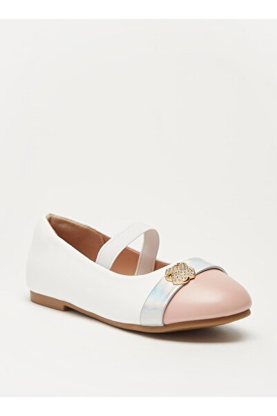 Juniors Panelled Slip-On Ballerina Shoes with Elastic Strap