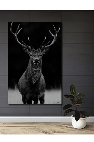 Teona Ahşap Dekoratif Ahşap Dikdörtgen Tablo Asil Geyik Çerçeve Görünümlü