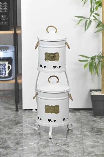 Yıldıray Metal Küçük Beyaz Patates Soğan Kovası 2 Katlı Paslanmaz