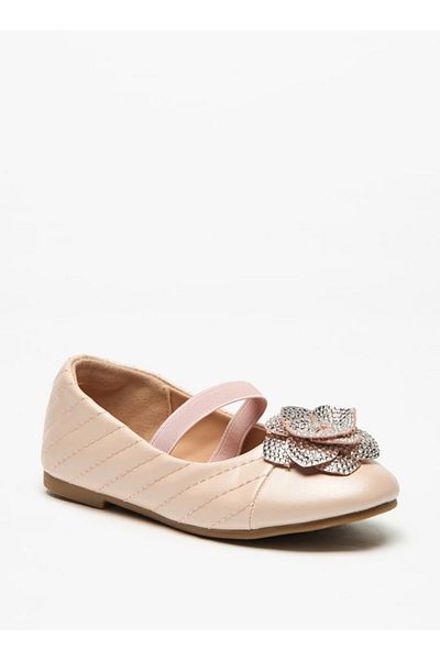 Juniors Floral Accent Slip-On Ballerina Shoes with Elastic Strap