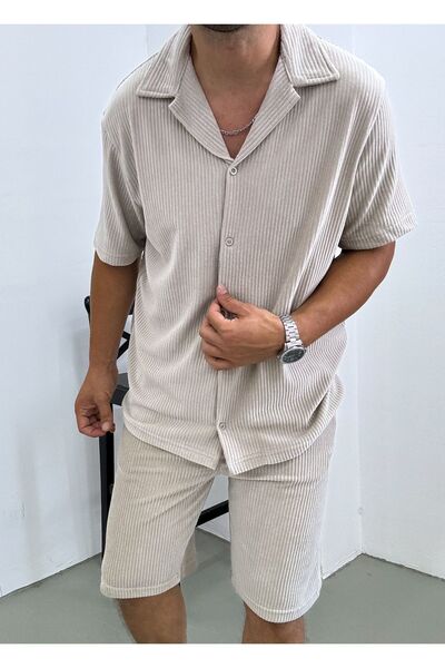 King Brothers Oversize Velvet Set - Buttoned Shirt and Shorts