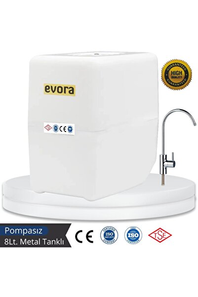Evora 8 Litre Metal Tanklı Çift Karbonlu Kapalı Kasa Pompasız Su Arıtma Cihazı
