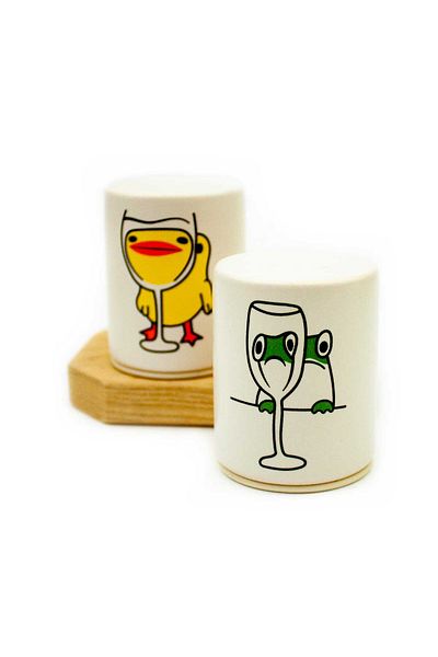 PALTO TASARIM Glass Reflection Ceramic Set of 2 Salt and Pepper Shakers
