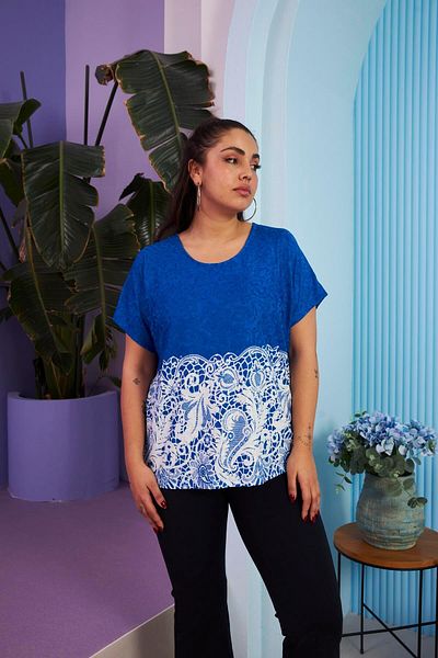 RMG Saks Colorful Plus Size Blouse