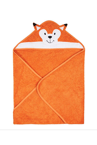 Shopiole Orange Fox - Hooded Baby and Kids Bath Towel, Beach Towel