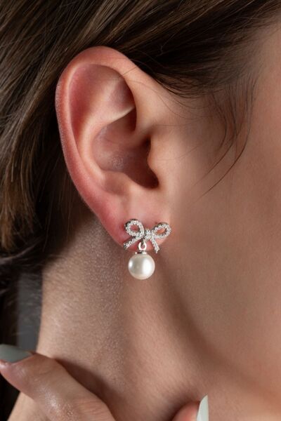 Silvano Jewelry 925 Ayar Gümüş Fiyonklu İnci Küpe
