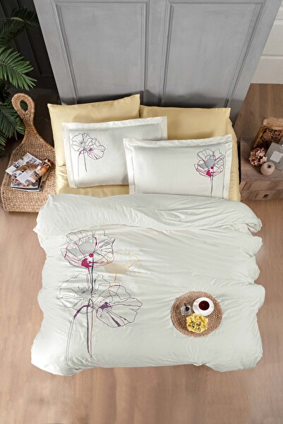 MARİBOR MİREYA - Set de lenjerie de pat brodat din satin 100% bumbac