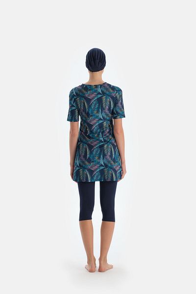 Eros Kurzärmliger Strumpfhosen-Badeanzug, Modell 3703my, Marineblau
