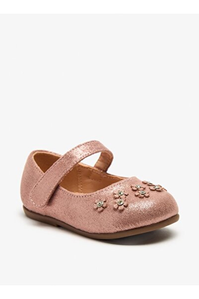 Flora Bella by Shoexpress Flora Bella Flower Embellished Mary Jane Shoes with Hook and Loop Closure