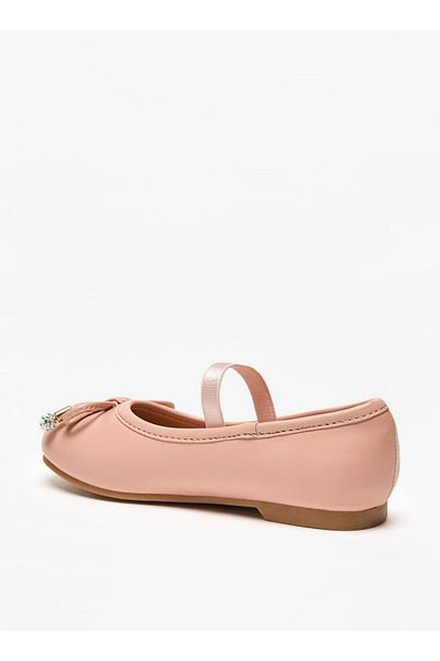 Juniors Bow Accent Slip-On Ballerina Shoes with Elastic Strap