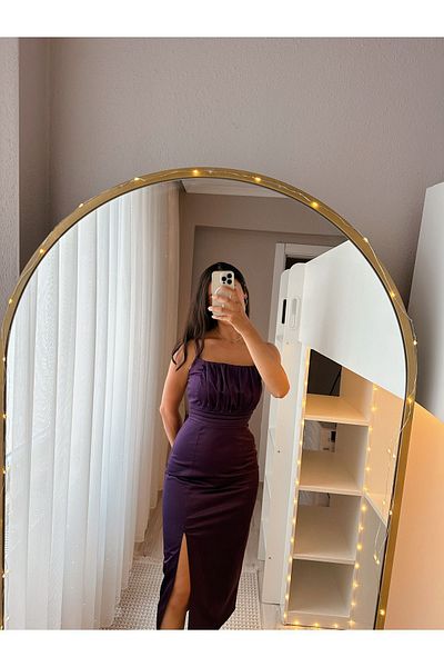VALERY Luxury Women's Strappy Pencil Evening Dress - Cotton Satin