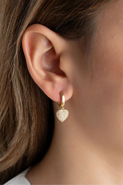 Silvano Jewelry 925 Ayar Gümüş Kalpli Halka Küpe