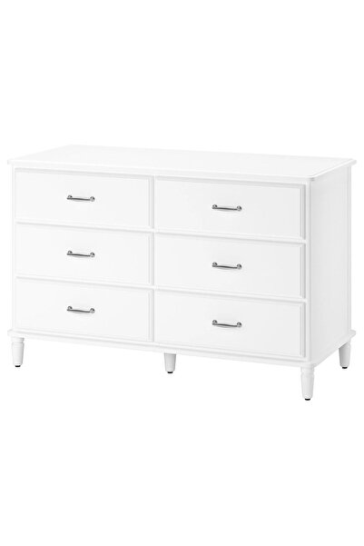 IKEA Beyaz 127x81 Cm 6 Çekmeceli Modern Şifonyer