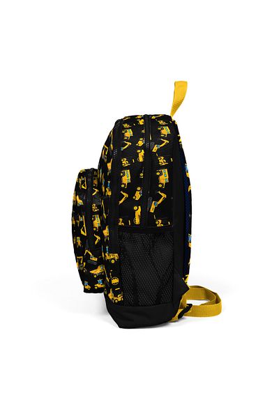 Coral BuSineSS Machine Patterned 4 Compartment School Backpack - Black Yellow 23475