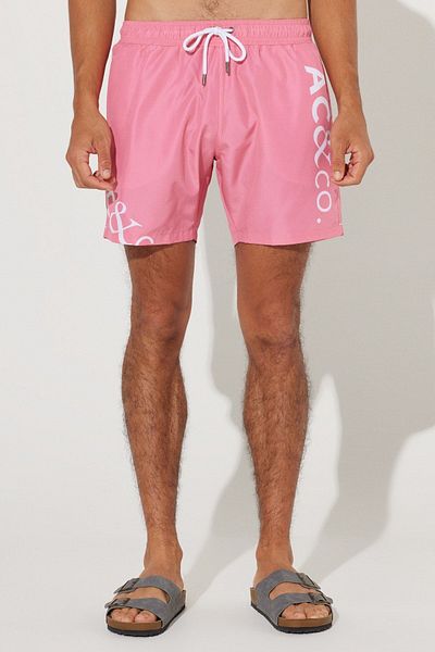 AC&Co / Altınyıldız Classics Schnelltrocknende Badeshorts für Herren mit rosa Muster und Seitentaschen