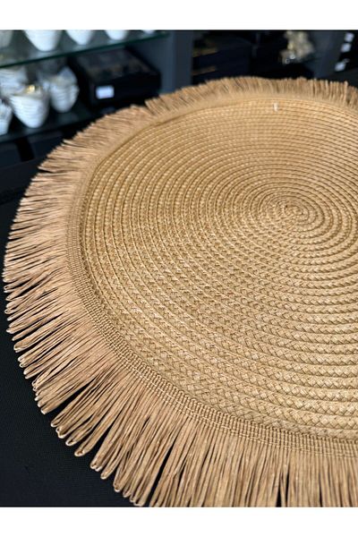Santara Elegance Acar - Στρογγυλό Ψάθινο Πλεκτό Σουπλά 6 τεμαχίων 38cm