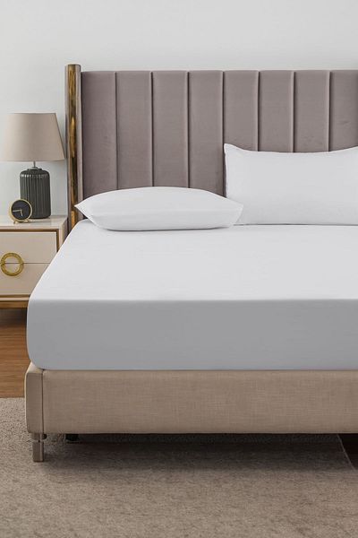 TeksNil Home RanForce White Elastic Cotton Single/double Bed Sheet - 14 Colors Fitted