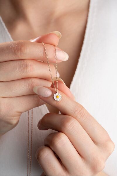 Silvano Jewelry 925 Ayar Gümüş Minimal Papatya Kolye