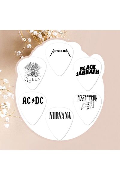 cantekin 6 Adet Gitar Penası Metallica Adcd Led-zeppelin Queen Black Sabbath Nirvana