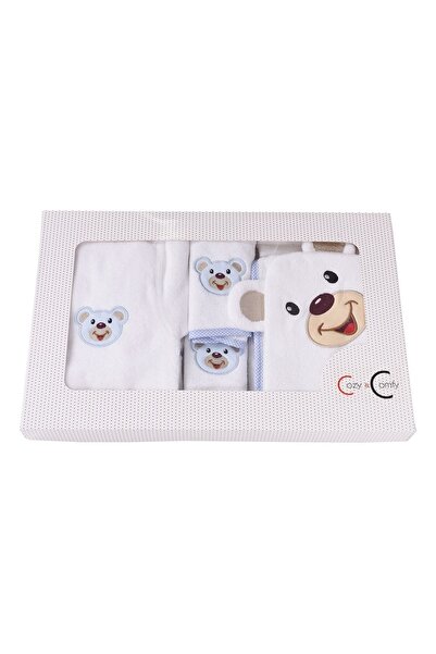 AİRYCOT Blue Bear 5 Piece Baby Bathrobe Set