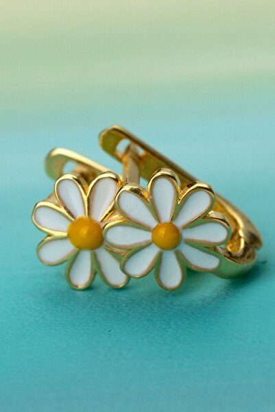 Silvano Jewelry 925 Ayar Çocuk Papatya Gold Gümüş Küpe