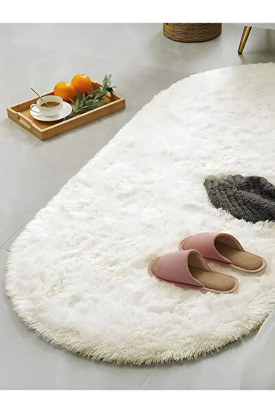 KEVLİNE Yıkanabilir Puffy Peluş Oval Halı Yolluk