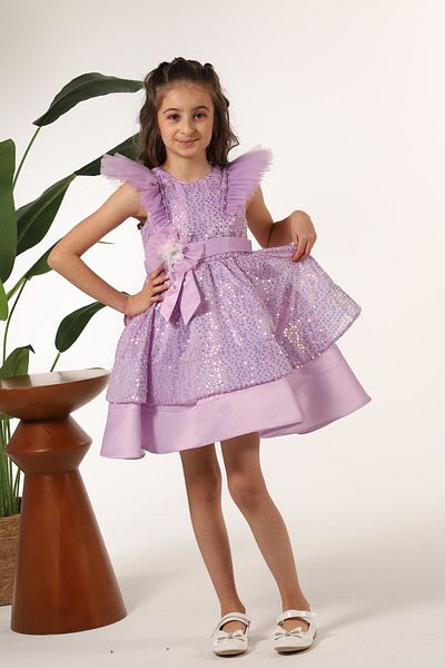 MİSS RAİN Sequin Sequined ruffle PaddinG LooK Sleeve Detailed EveninG Dress for Girls