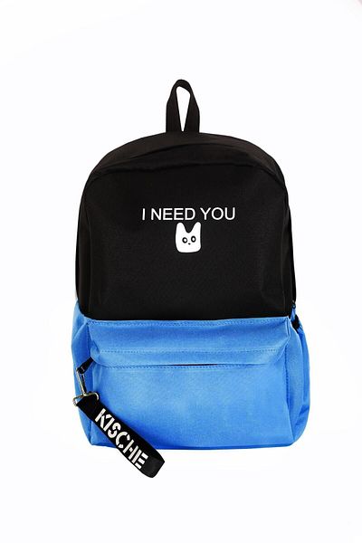 KISCHE Unisex Print Λεπτομερές Garni Model Μαύρο μπλε σακίδιο πλάτης