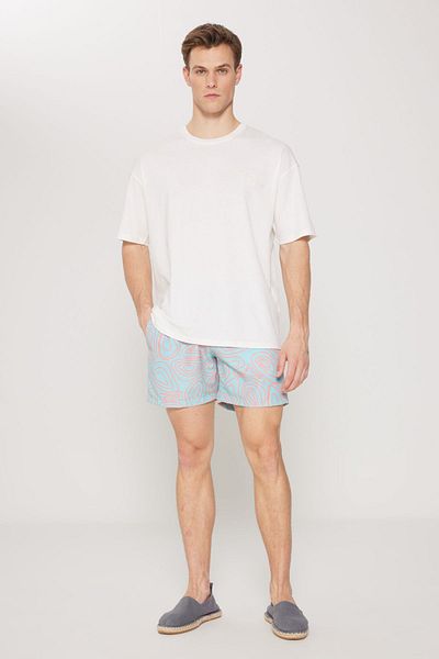 AC&Co / Altınyıldız Classics Gemusterte Badeshorts für Herren in Grün-Rosa mit normaler Passform und normalem Schnitt, schnell trocknend und mit Taschen