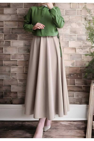 sozan Stone Colored Puff Scuba Skirt