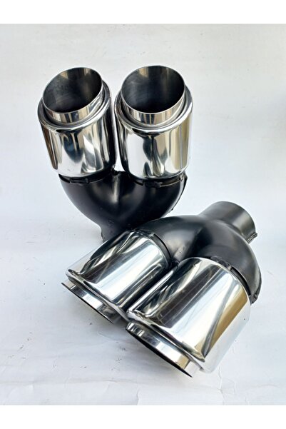 EGZOZCUM | 76 Mm Çift Çıkışlı (Dual) Önü Kesik İçi Borulu Krom Egzoz Ucu Takı...