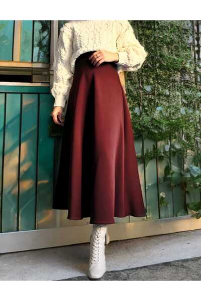 sozan تنورة منتفخة باللون العنابي