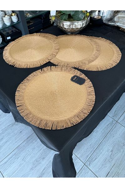 Santara Elegance Acar - Στρογγυλό Ψάθινο Πλεκτό Σουπλά 6 τεμαχίων 38cm