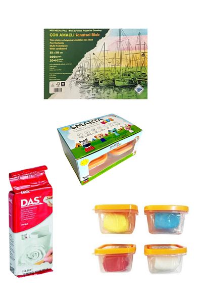 GLANCE Art Liva 250gr White Smarta Kids School Set - with Fund Cardboard, Das Ceramic Plasticine