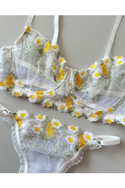 MILANOFOX Σετ σουτιέν με στρινγκ και εσώρουχα με κέντημα λουλουδιών