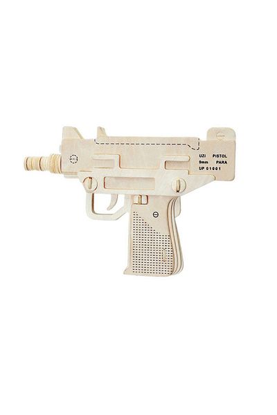 Forzacase 3D Wooden Mechanical Uzi Pistol 3D Puzzle Jigsaw Puzzle 39 Pieces - FC334
