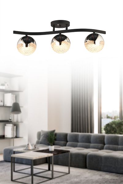 NisaLuce Nisa Luce Bodrum Stoned 3-piece Led Floor Lamp - Black / Chrome
