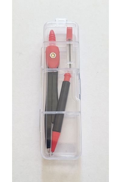 Modellino Red BlacK Compass Jib - Transparent Plastic, 07 Model, with Nib Pen and Spare Tip