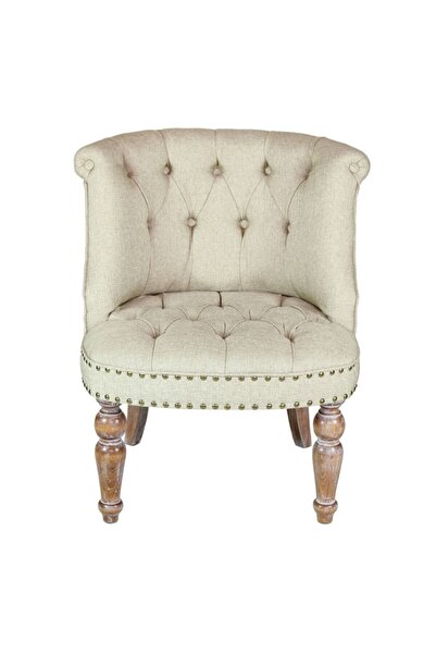 Hanel Mobilya Candle Krem Kapitoneli Keten Kumaş Berjer hnlbr0001