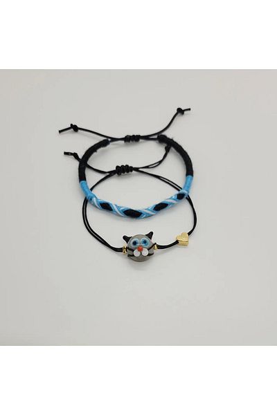 ozgurca aksesuar Murano Gray Cat Rasta Knitted Design Bracelet