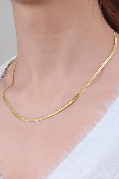 Chillin' Italian Chain High Quality Anti-Tarnish Steel Gold Flat 45 CM Flat Necklace