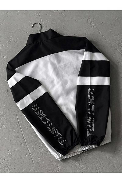Lushen BMW //m Retro Unisex Black Digital Printed Oversize Raincoat - Parachute Fabric, Windbreaker